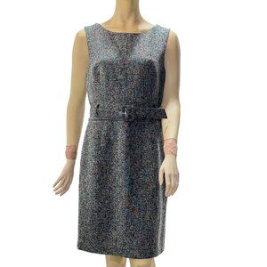 BANANA REPUBLIC Women's Gray Tweed Belted Sleeveless Dress Size 12